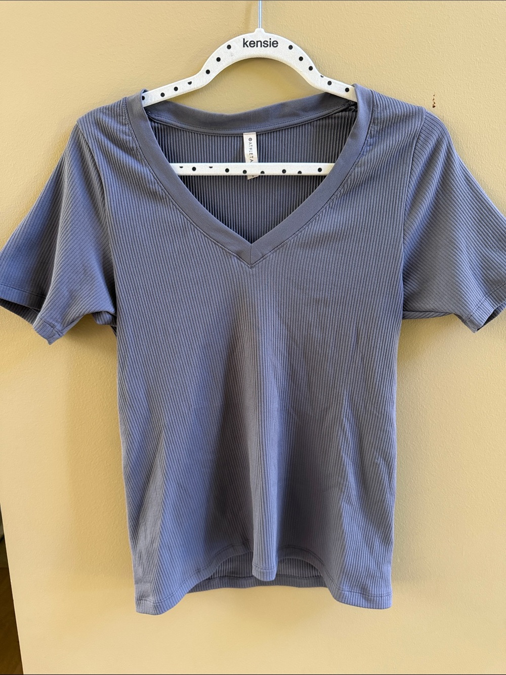 Athleta Ribbed Short Sleeve Top in Slate Blue
